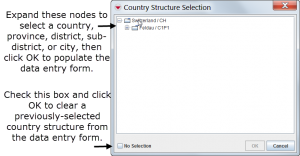 Country Structure Selection Window