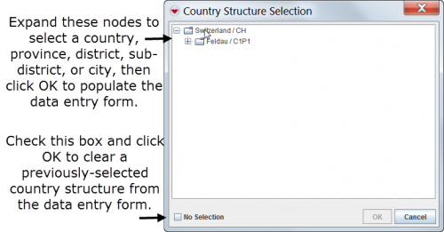 Country Structure Selection Window