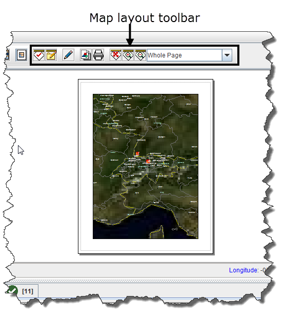 Figure 21. Map Layout View and Toolbar