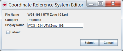 Figure 177. Coordinate Reference System Editor Window