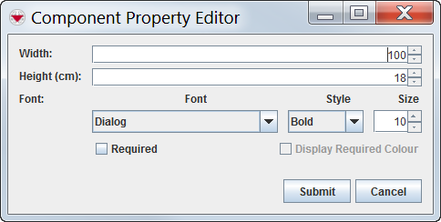 Component Property Editor window