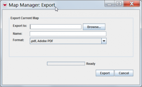 Map Manager Export window
