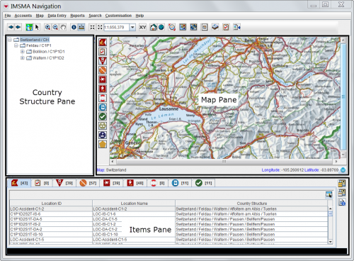 IMSMA Navigation Window Panes