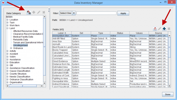 Data Inventory Manager Window