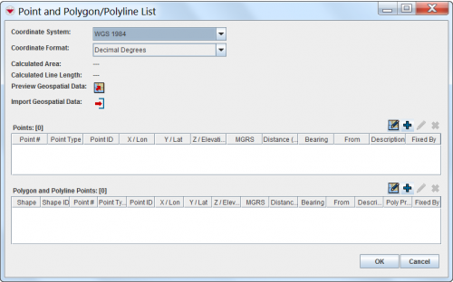 Point and Polygon/Polyline List Window