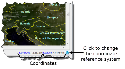 Figure 19. Coordinates Displayed in the Map Pane