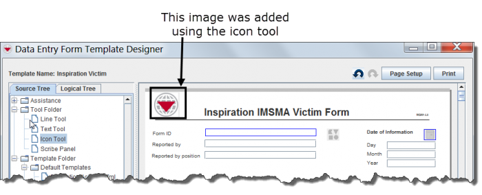 Image Added with the Icon Tool
