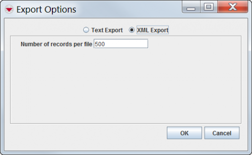 Figure 178. Base Table Export Window