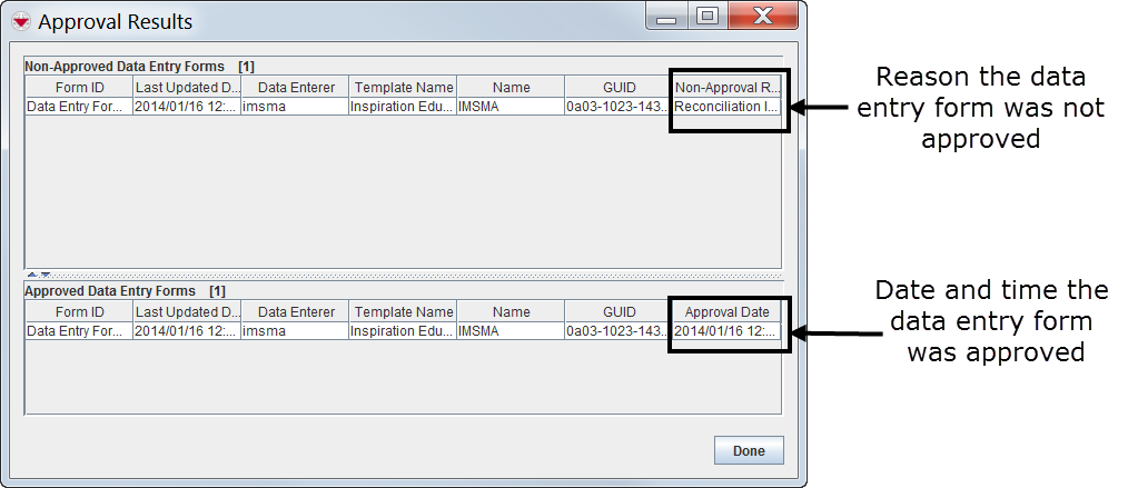 Approval Results Window