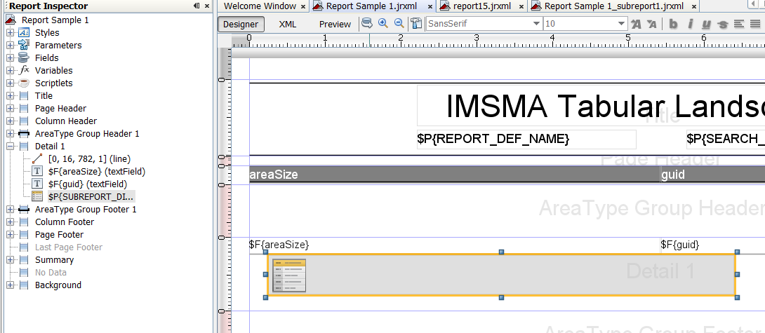 Select the Subreport on the main report