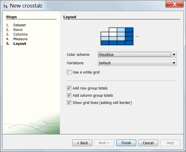 Crosstab wizard