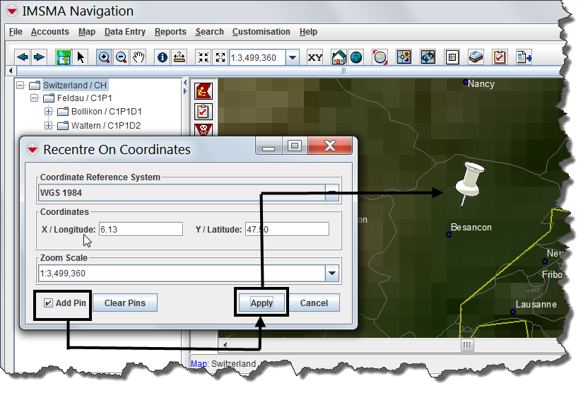 Dropping a Pin on Coordinates