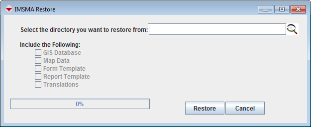 IMSMA Restore window
