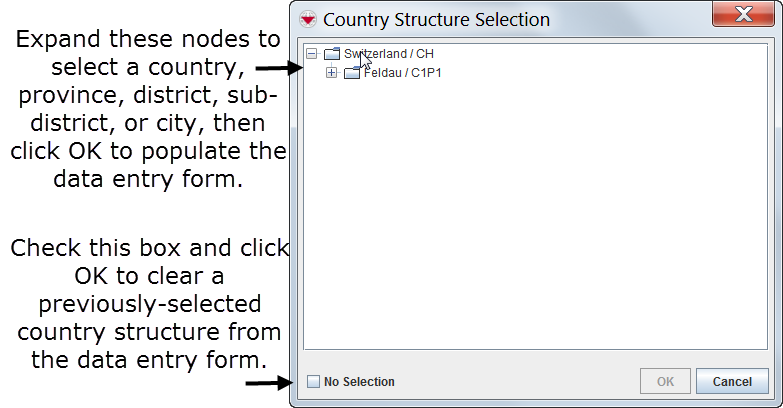 Country Structure Selection Window