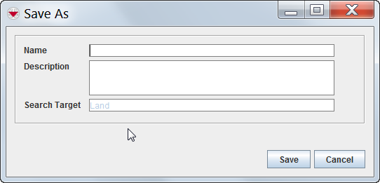 Search Definition Save As Window