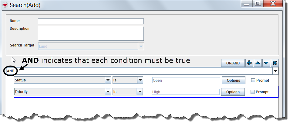 Example of a Search Using the AND Condition