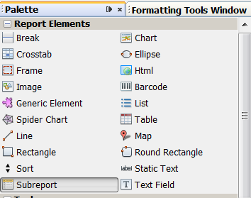 Subreport Palette