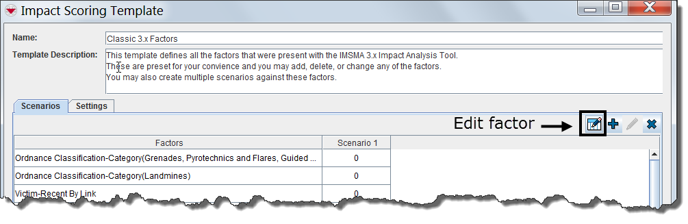 Impact Scoring Template Window