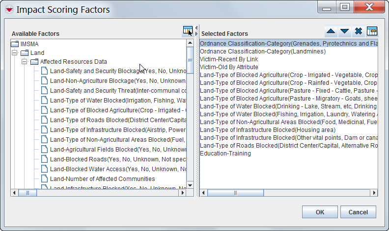 Impact Scoring Factors Window