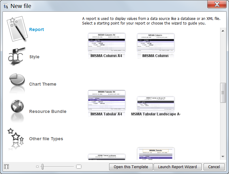 iReport Wizard – Step 1