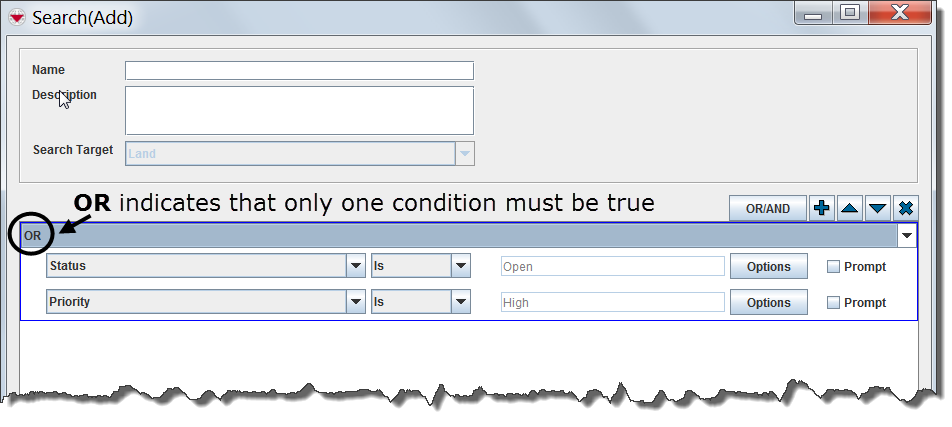 Example of a Search Using the OR Condition