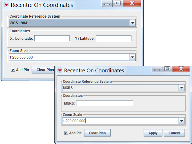 Recentre On Coordinates Windows