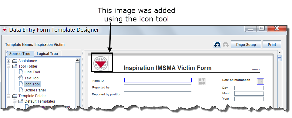 Image Added with the Icon Tool