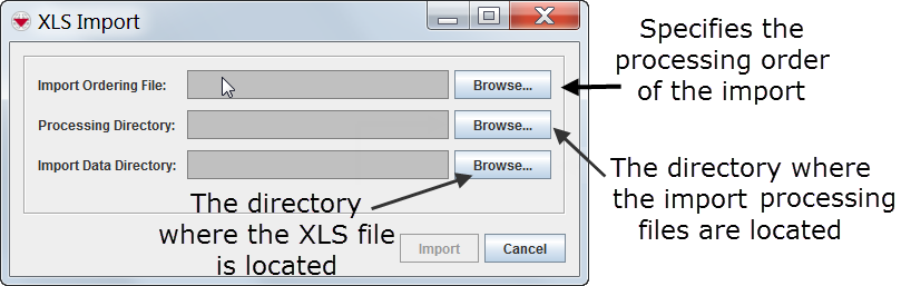 XLS Import window