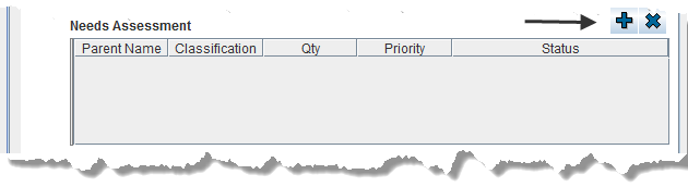 Data Entry Form Editor Window – Needs Assessment Table