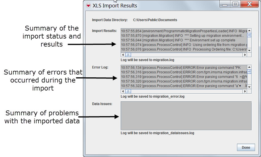 XLS/CSV Import Results window