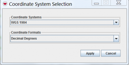 Coordinate System Selection Window