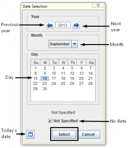 Date Selection Window