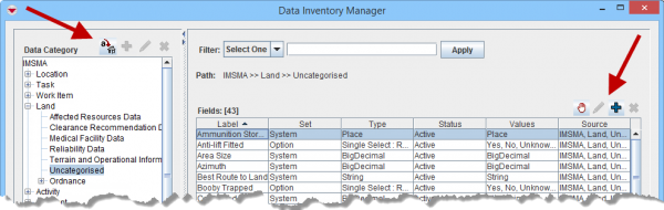 Buttons in Data Inventory Manager Window